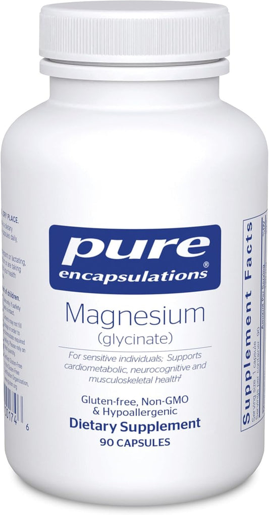 Pure Encapsulations Magnesium (Glycinate) - Supplement to Support Stress Relief, Sleep, Heart Health, Nerves, Muscles, and Metabolism* - with Magnesium Glycinate - 90 Capsules